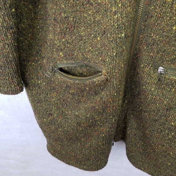 Sundance Full Zip Sweater Women's S Speckled Green Lambs Wool Cardigan Oversized - Picture 7 of 16